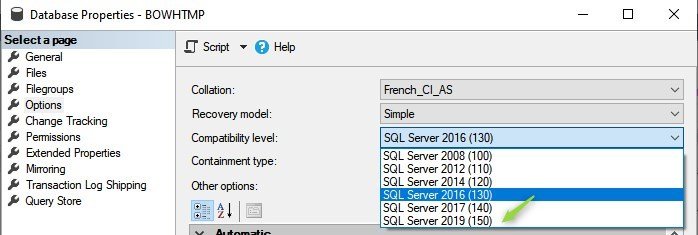 mssql change compatibility level