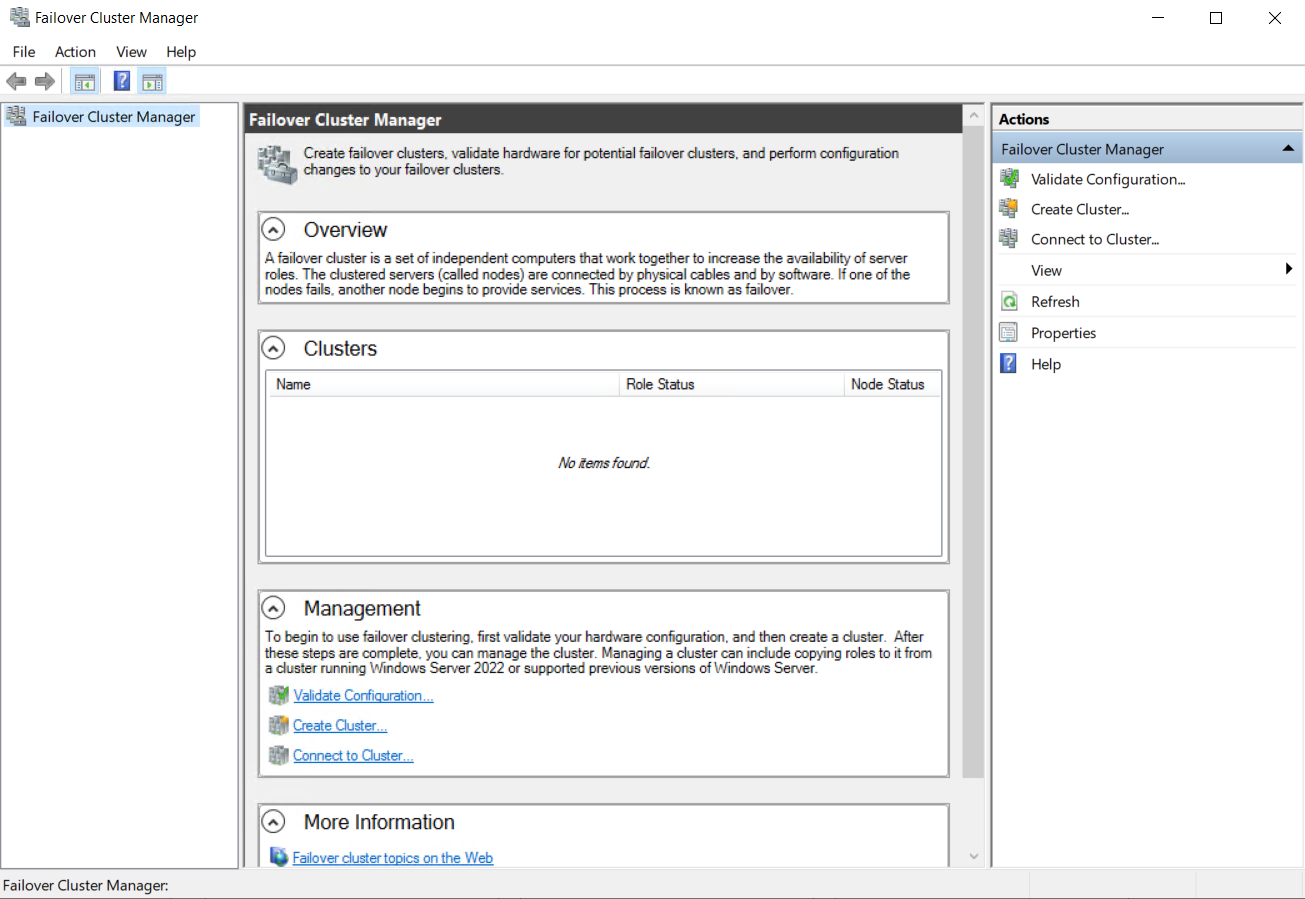 Create a windows failover cluster