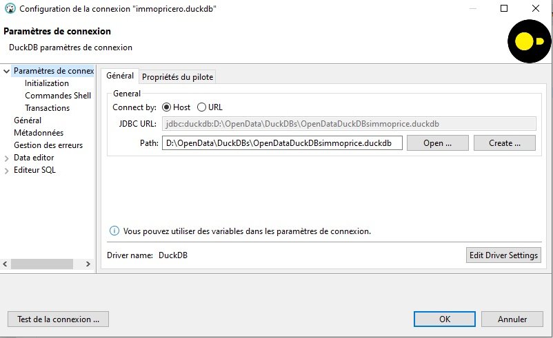 DBeaver with a duckDB connection