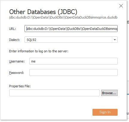 Tableau JDBC connection to DuckDB