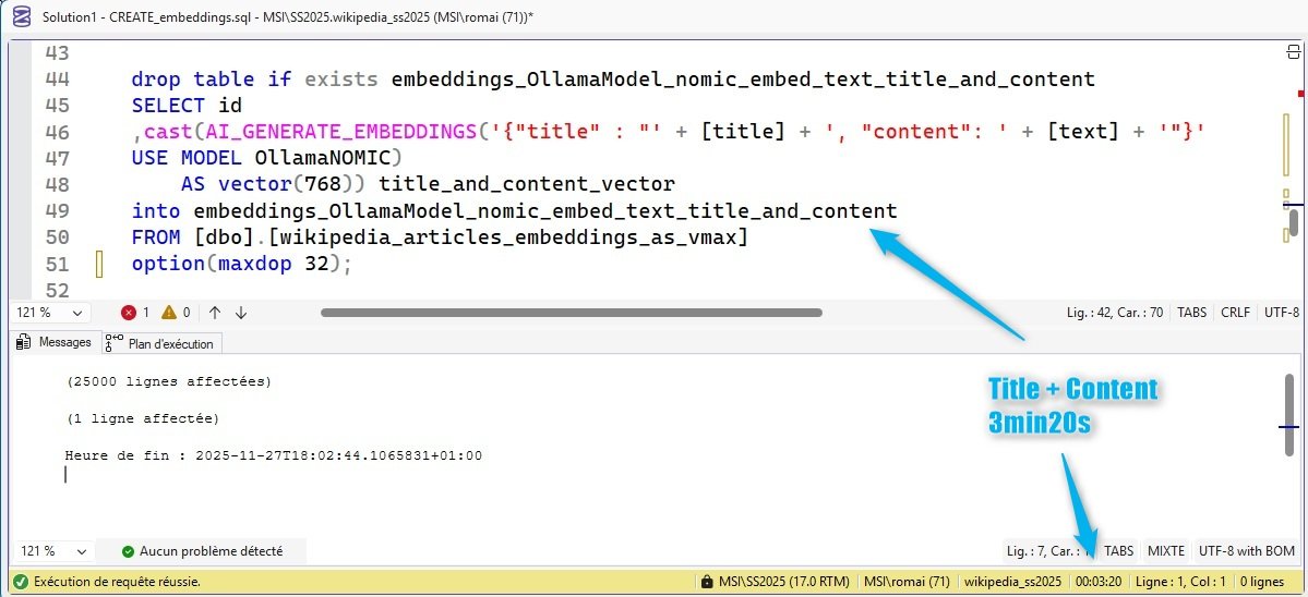 SQL Server AI_GENERATE_EMBEDDINGS massive on large text